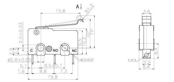 NS-5W/10W R-Shape Lever Micro Switch