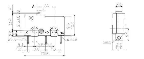 NS-5/10 Push Button Micro Switch